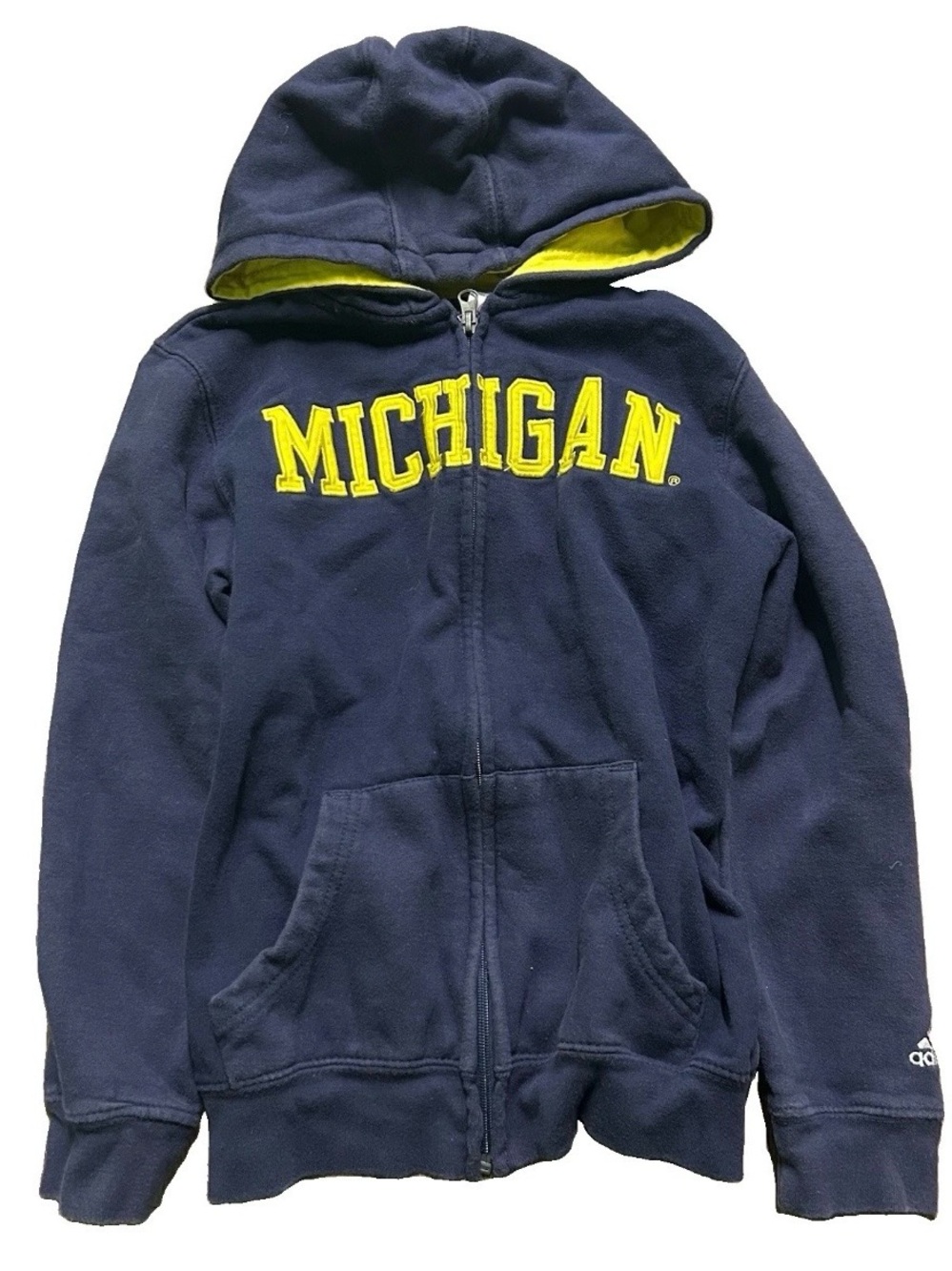 Youth Adidas Michigan Navy Blue Full Zip Hoodie Size Medium (10/12)